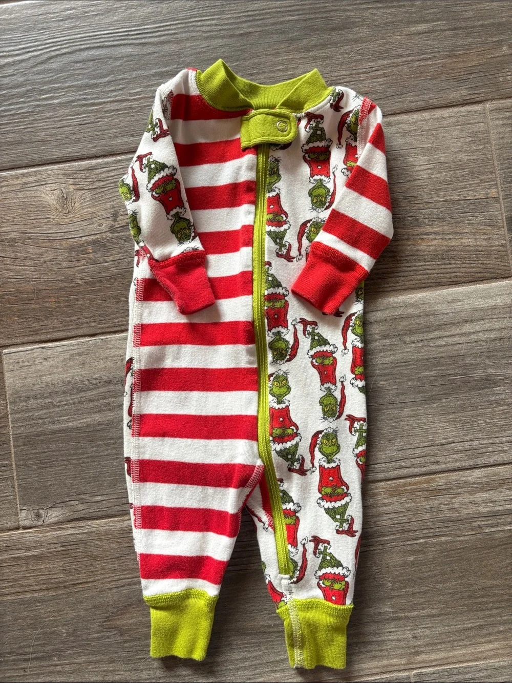 Hanna Andersson (Size 0-3mo) Baby Red & Green Grinch Holiday One-Piece